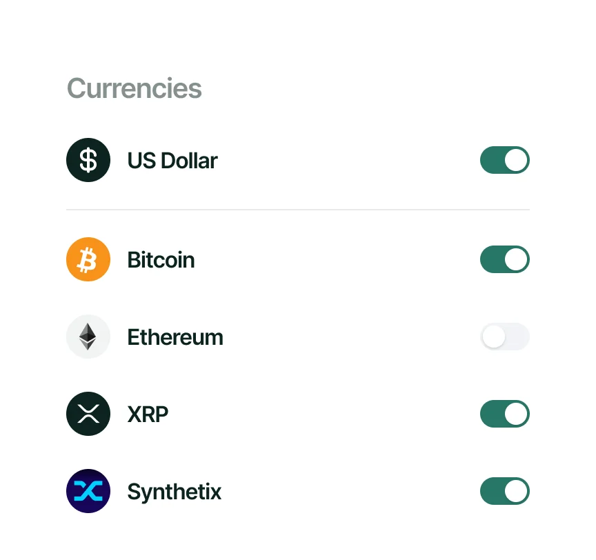 Multiple Payment Methods